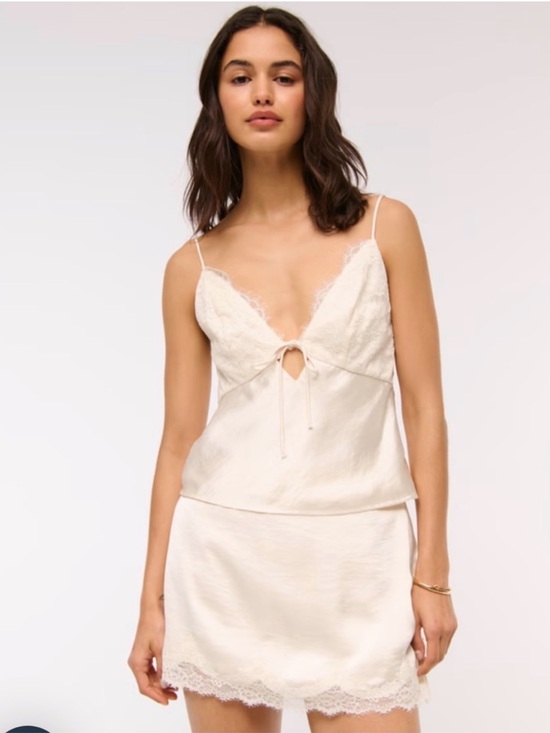 Abercrombie & Fitch Dresses & Skirts - Abercrombie + Fitch Bella Lace Trim Satin Cami AND Skirt Matching Set